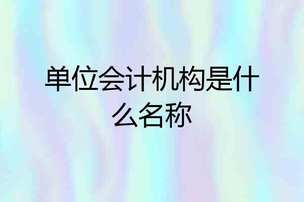 单位会计机构是什么名称