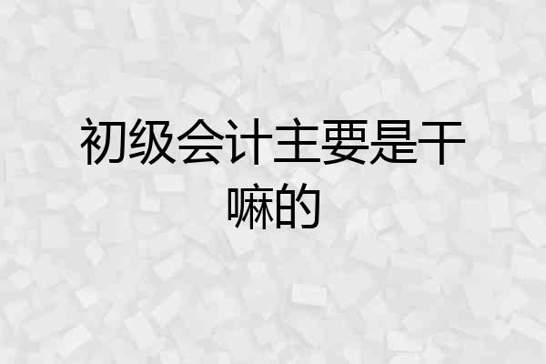 初级会计主要是干嘛的