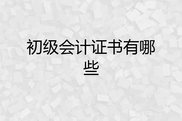 初级会计证书有哪些
