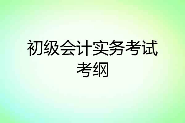 初级会计实务考试考纲