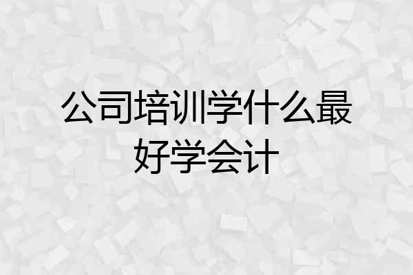 公司培训学什么最好学会计