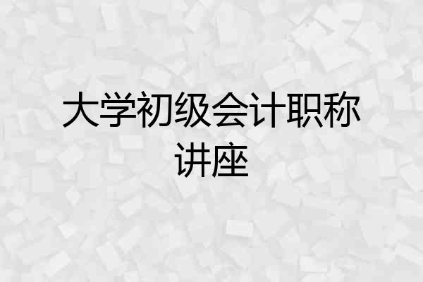 大学初级会计职称讲座