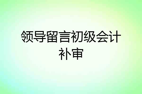 领导留言初级会计补审