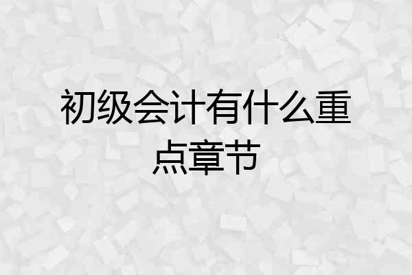初级会计有什么重点章节