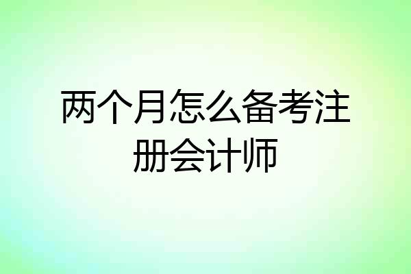 两个月怎么备考注册会计师