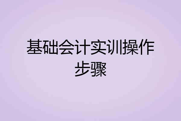 基础会计实训操作步骤