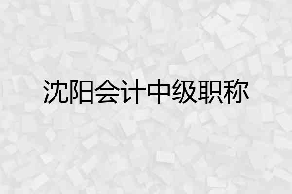 沈阳会计中级职称