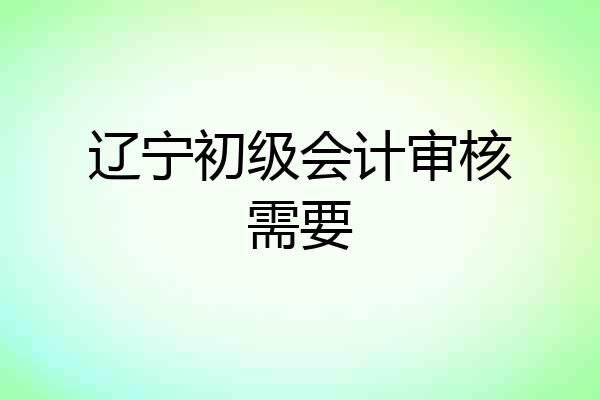 辽宁初级会计审核需要