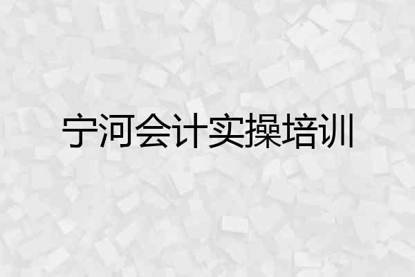 宁河会计实操培训