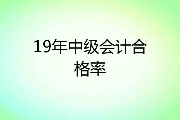 19年中级会计合格率