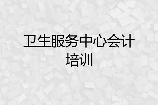 卫生服务中心会计培训