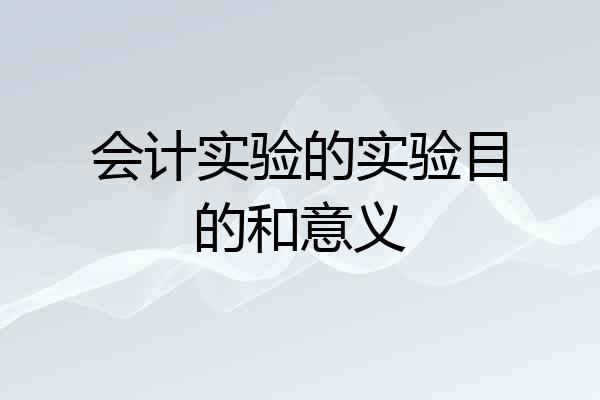 会计实验的实验目的和意义