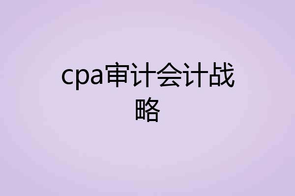 cpa审计会计战略