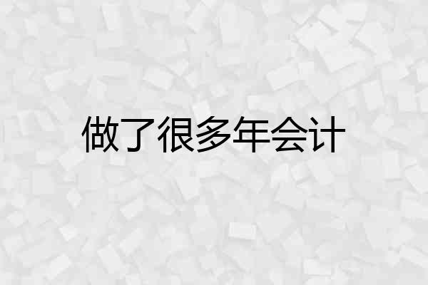 做了很多年会计