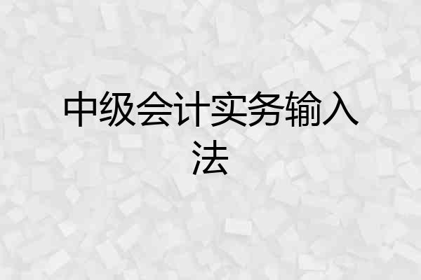中级会计实务输入法