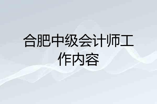 合肥中级会计师工作内容