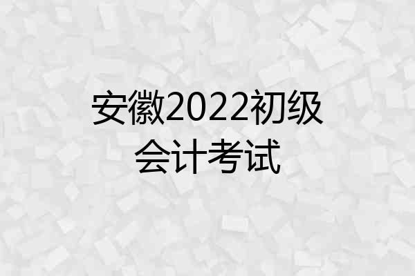 安徽2022初级会计考试