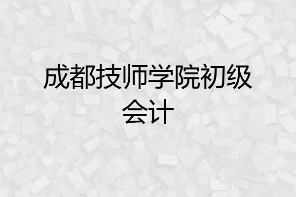 成都技师学院初级会计