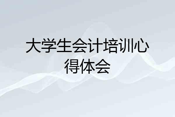 大学生会计培训心得体会