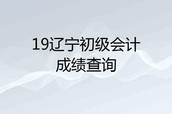 19辽宁初级会计成绩查询