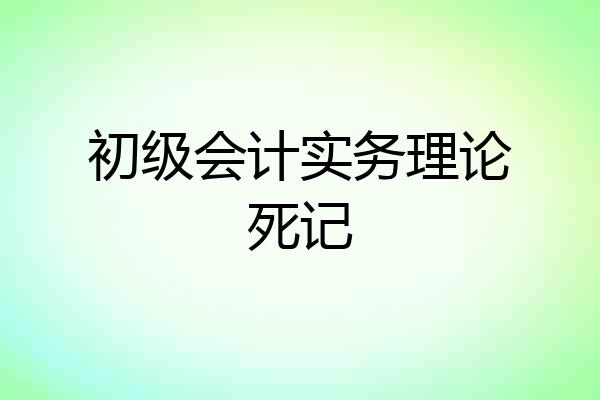 初级会计实务理论死记