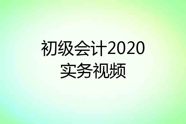 初级会计2020实务视频