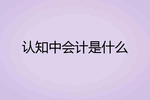 认知中会计是什么