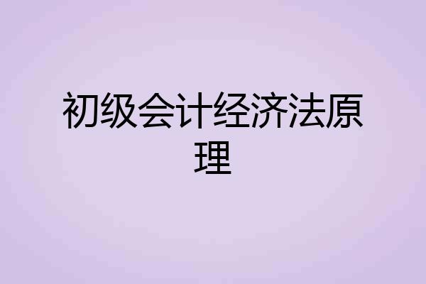 初级会计经济法原理