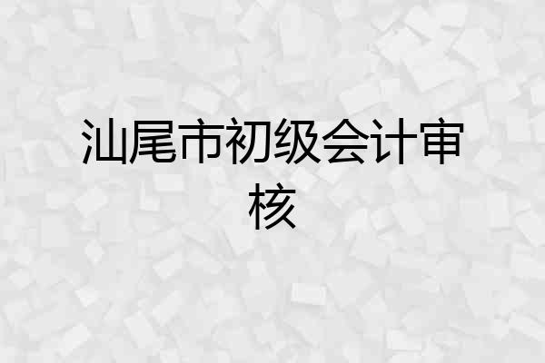 汕尾市初级会计审核