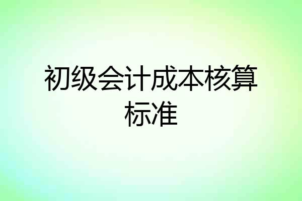 初级会计成本核算标准
