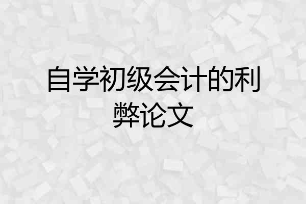 自学初级会计的利弊论文