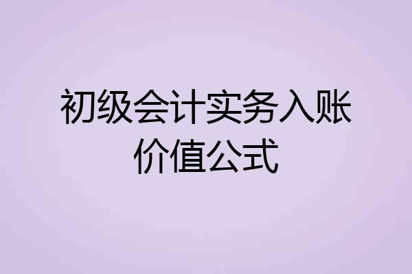初级会计实务入账价值公式