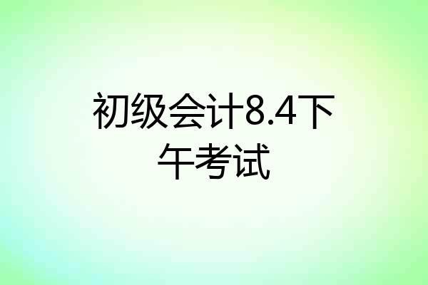 初级会计8.4下午考试