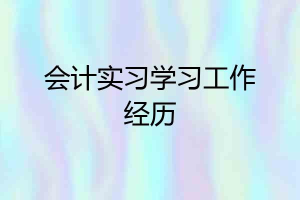 会计实习学习工作经历
