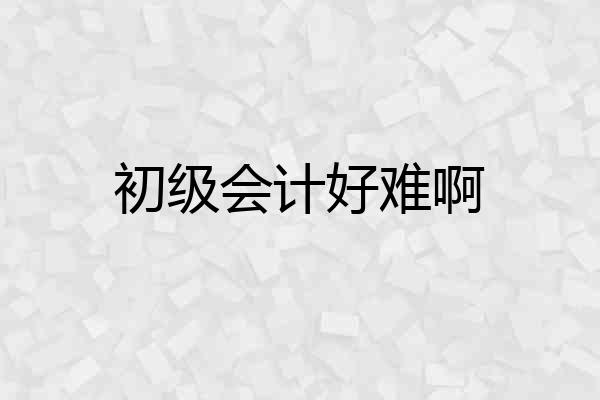 初级会计好难啊