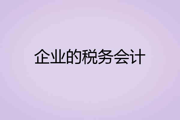 企业的税务会计