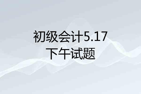 初级会计5.17下午试题