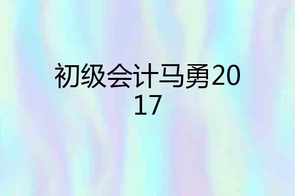 初级会计马勇2017