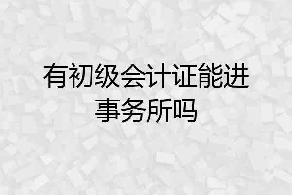 有初级会计证能进事务所吗