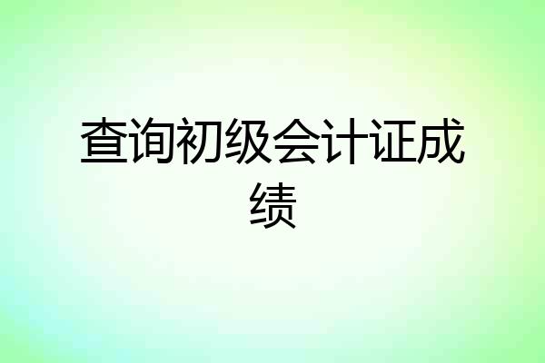 查询初级会计证成绩