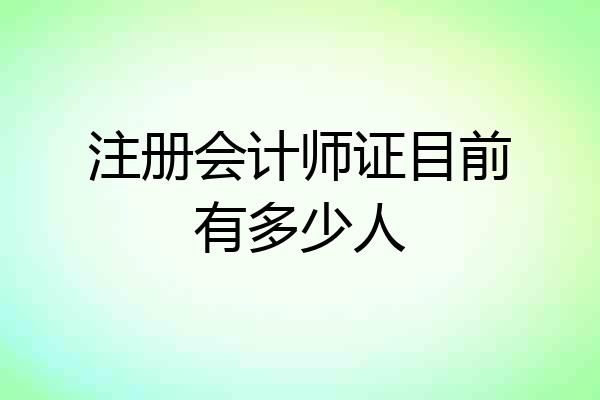 注册会计师证目前有多少人