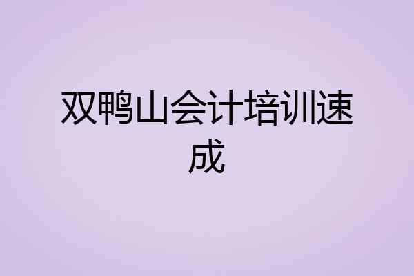 双鸭山会计培训速成