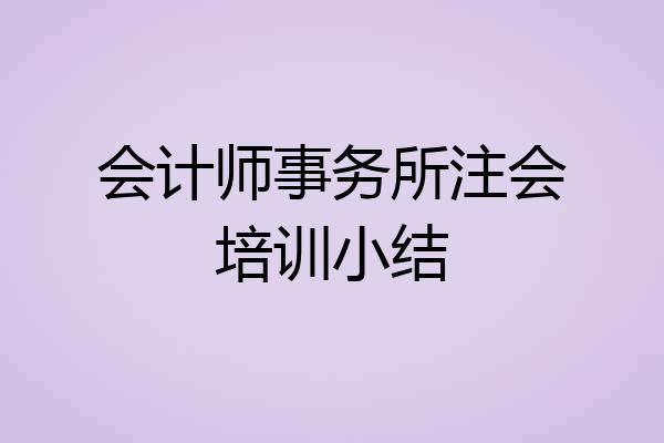 会计师事务所注会培训小结