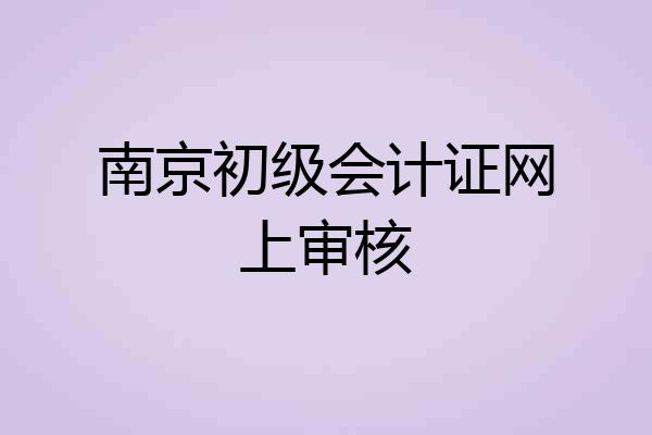 南京初级会计证网上审核