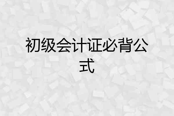 初级会计证必背公式