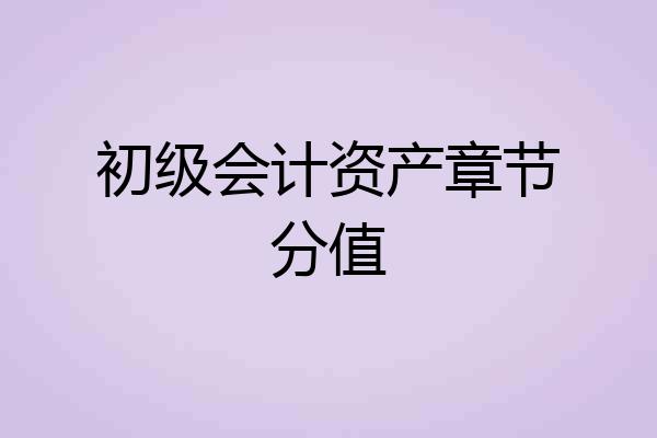 初级会计资产章节分值