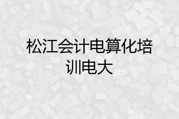 松江会计电算化培训电大