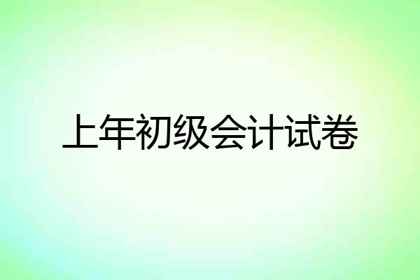 上年初级会计试卷