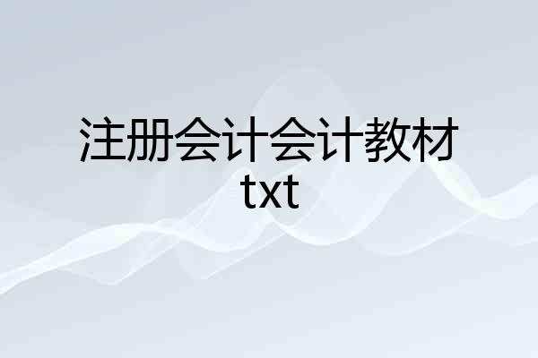 注册会计会计教材txt