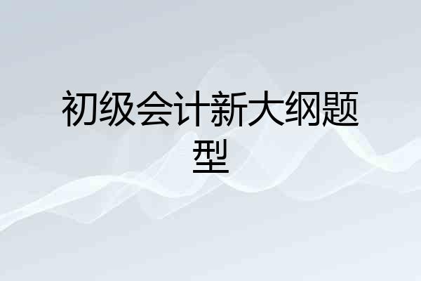 初级会计新大纲题型